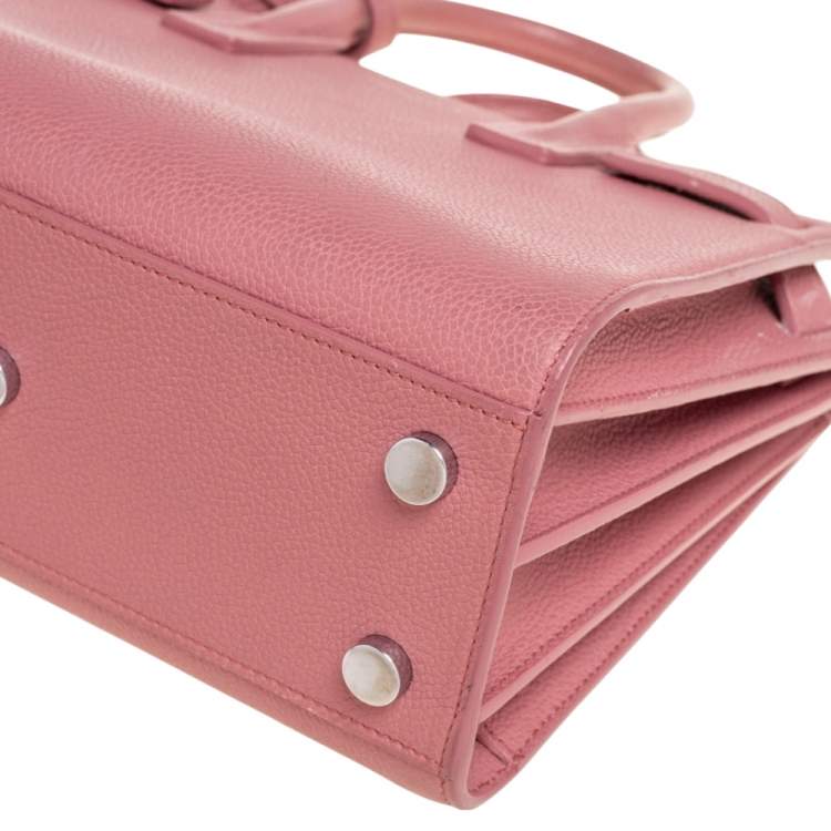 Pre Owned Saint Laurent Rose Pink Leather Nano Classic Sac De Jour Tote