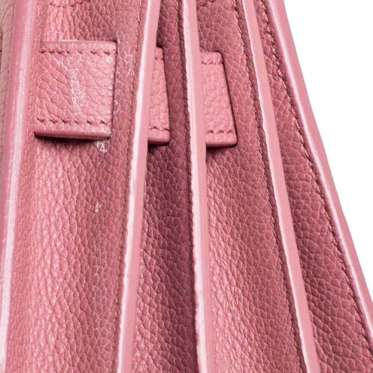 Pre Owned Saint Laurent Rose Pink Leather Nano Classic Sac De Jour Tote