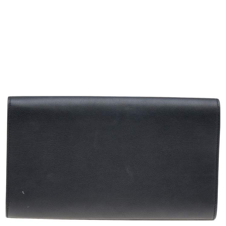 Pre Owned Yves Saint Laurent Black Leather Belle De Jour Flap Clutch