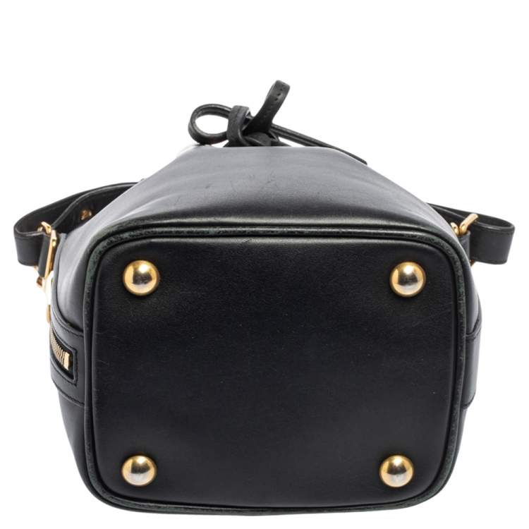Pre Owned Saint Laurent Black Leather Emmanuelle Drawstring Bucket Bag