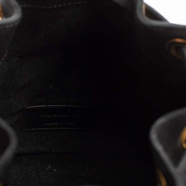 Pre Owned Saint Laurent Black Leather Emmanuelle Drawstring Bucket Bag