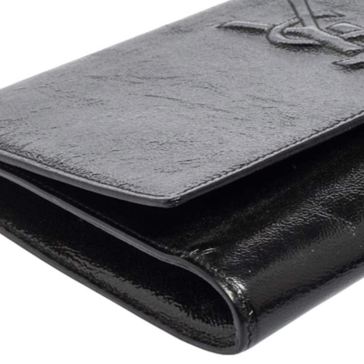 Pre Owned Yves Saint Laurent Black Patent Leather Belle De Jour Flap Clutch