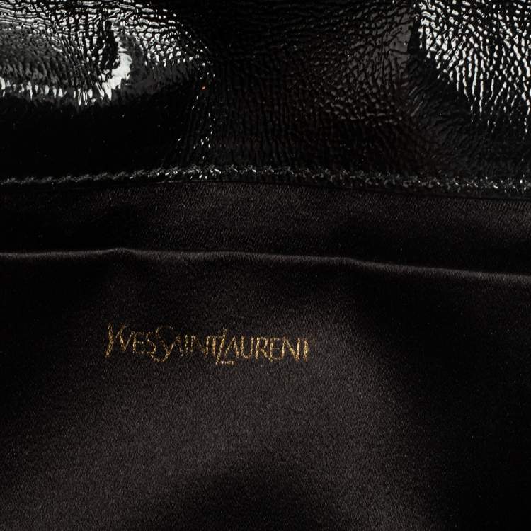Pre Owned Yves Saint Laurent Black Patent Leather Belle De Jour Flap Clutch