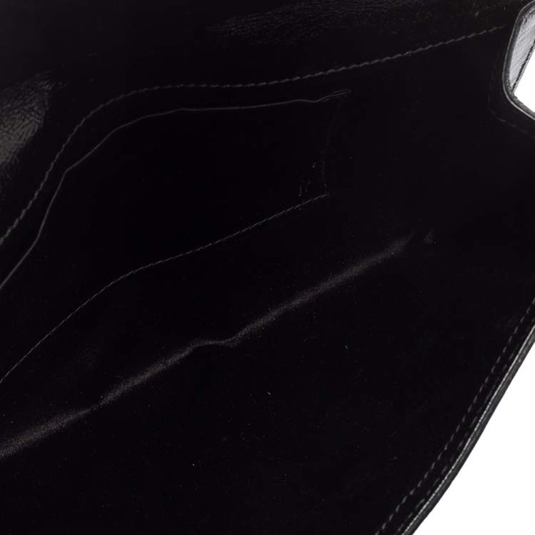 Pre Owned Yves Saint Laurent Black Patent Leather Belle De Jour Flap Clutch