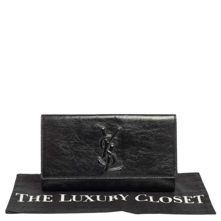 Pre Owned Yves Saint Laurent Black Patent Leather Belle De Jour Flap Clutch