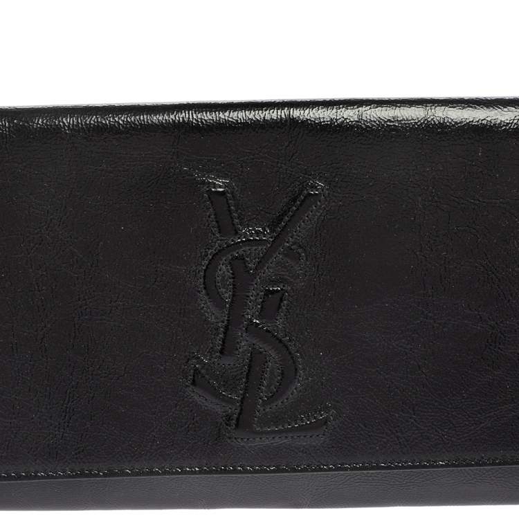 Pre Owned Yves Saint Laurent Black Patent Leather Belle De Jour Flap Clutch