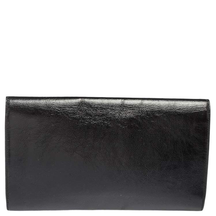 Pre Owned Yves Saint Laurent Black Patent Leather Belle De Jour Flap Clutch