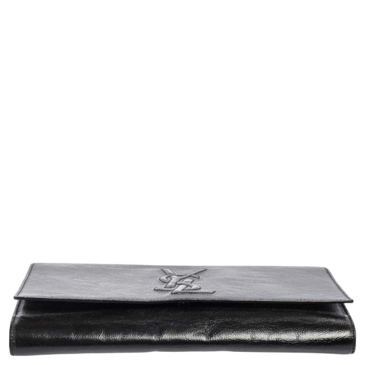 Pre Owned Yves Saint Laurent Black Patent Leather Belle De Jour Flap Clutch