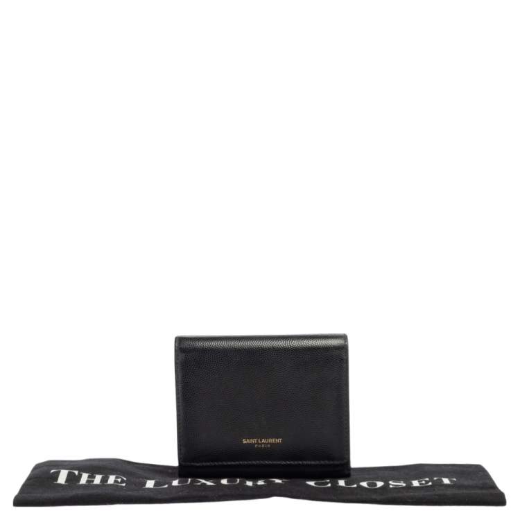 مملوكة مسبقًا Saint Laurent Black Leather Trifold Wallet