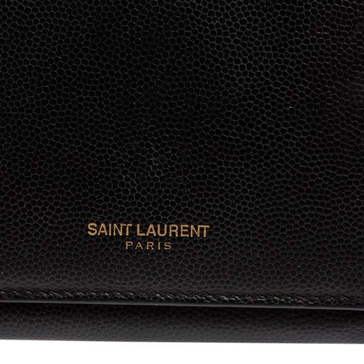 مملوكة مسبقًا Saint Laurent Black Leather Trifold Wallet
