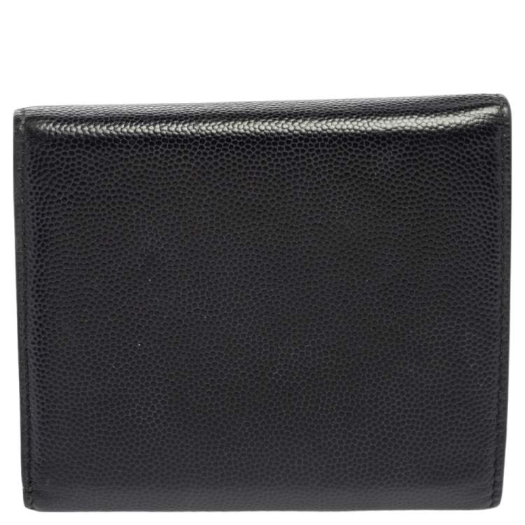 مملوكة مسبقًا Saint Laurent Black Leather Trifold Wallet
