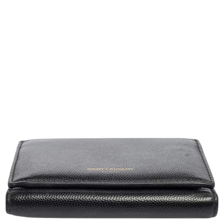 مملوكة مسبقًا Saint Laurent Black Leather Trifold Wallet