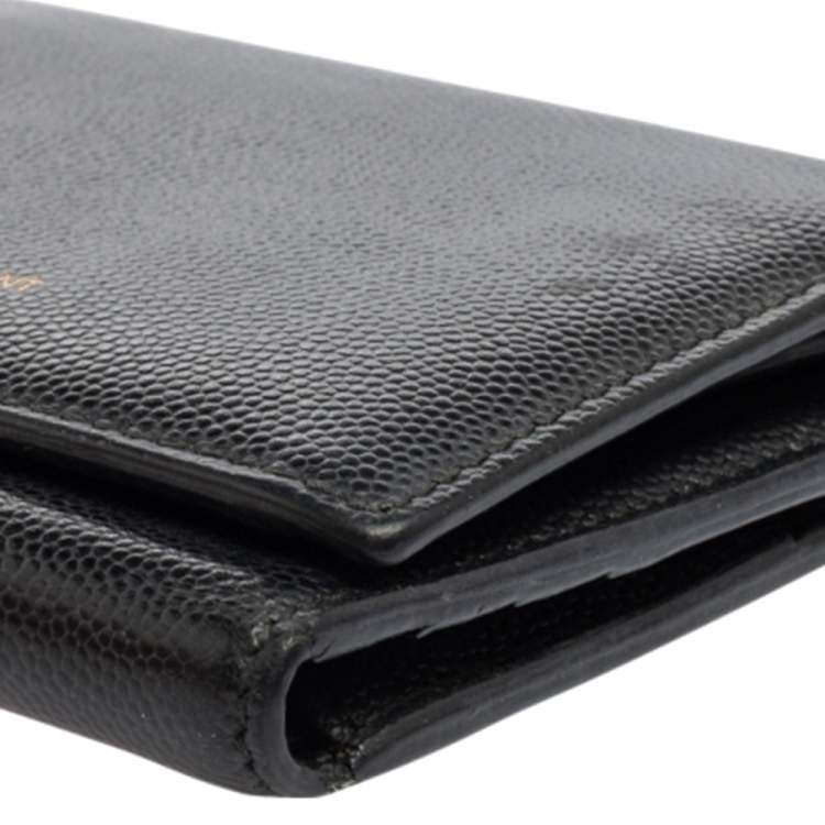 مملوكة مسبقًا Saint Laurent Black Leather Trifold Wallet