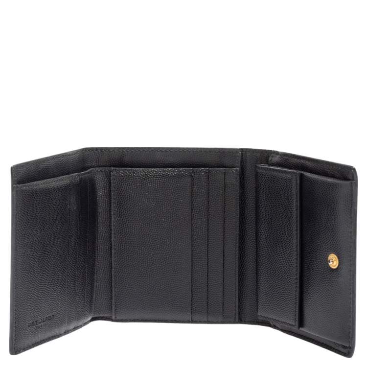 مملوكة مسبقًا Saint Laurent Black Leather Trifold Wallet