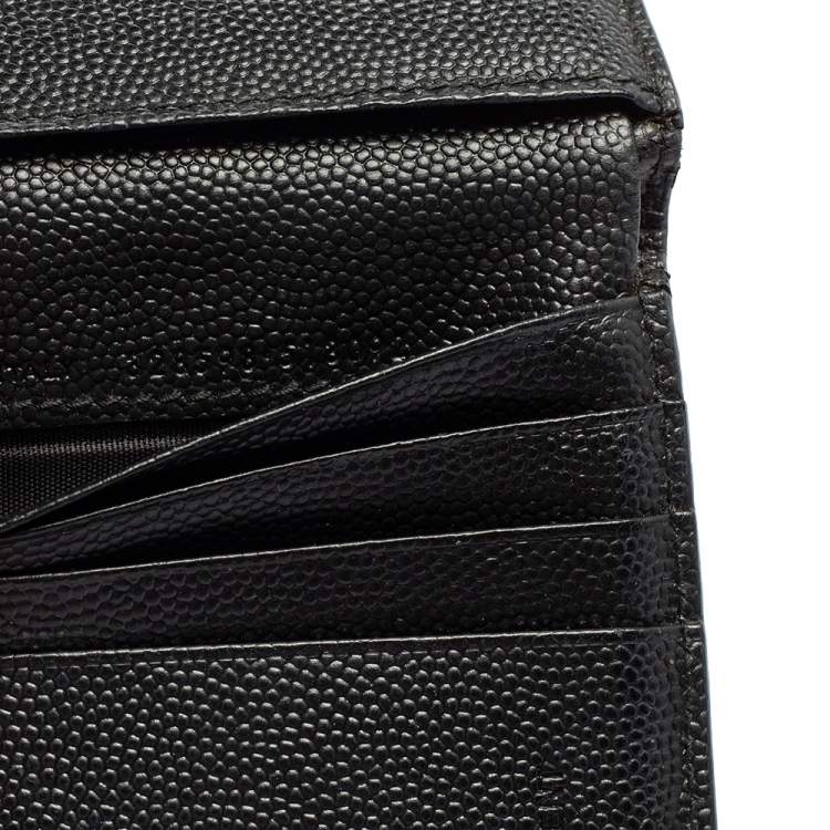 مملوكة مسبقًا Saint Laurent Black Leather Trifold Wallet