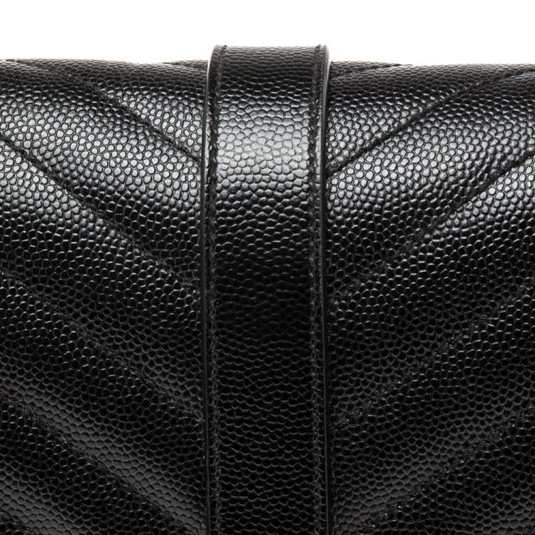 Pre Owned Saint Laurent Black Matelassé Leather Large Monogram Shoulder Bag