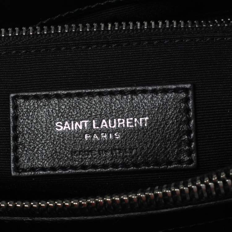 Pre Owned Saint Laurent Black Matelassé Leather Medium LouLou Shoulder Bag