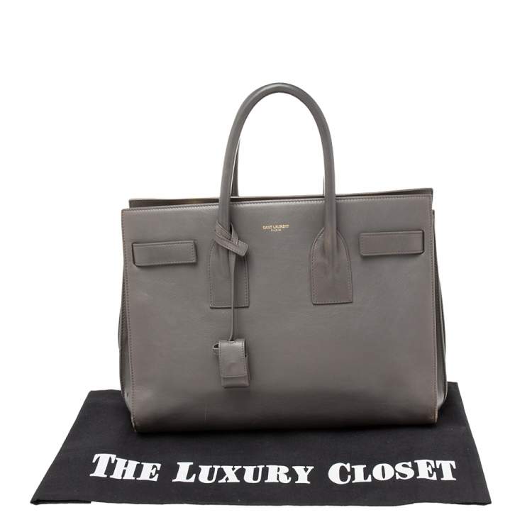 Pre Owned Saint Laurent Grey Leather Small Classic Sac De Jour Tote