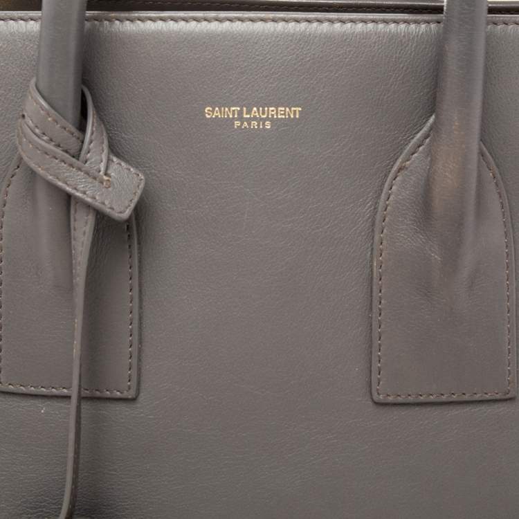 Pre Owned Saint Laurent Grey Leather Small Classic Sac De Jour Tote