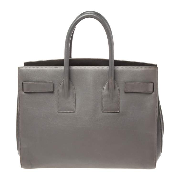 Pre Owned Saint Laurent Grey Leather Small Classic Sac De Jour Tote
