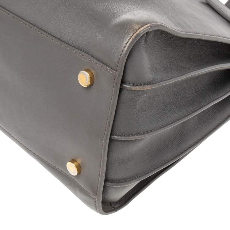 Pre Owned Saint Laurent Grey Leather Small Classic Sac De Jour Tote