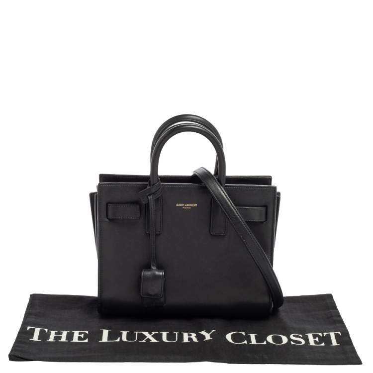 Pre Owned Saint Laurent Black Leather Nano Classic Sac De Jour Tote