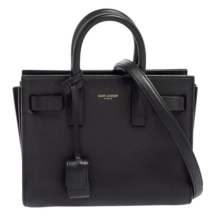 Pre Owned Saint Laurent Black Leather Nano Classic Sac De Jour Tote