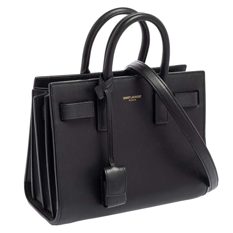 Pre Owned Saint Laurent Black Leather Nano Classic Sac De Jour Tote