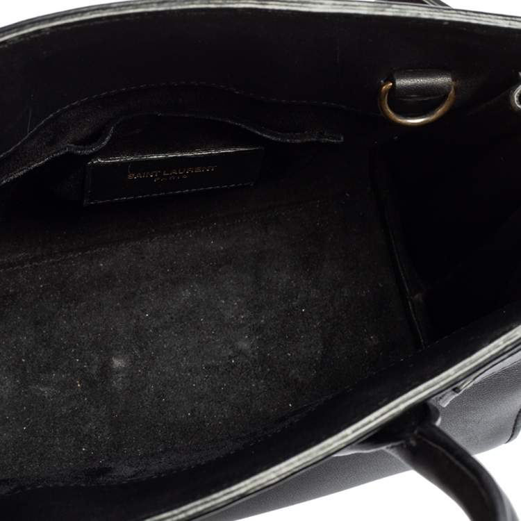 Pre Owned Saint Laurent Black Leather Nano Classic Sac De Jour Tote