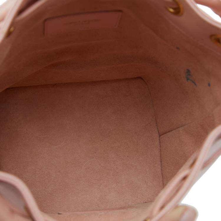 Pre Owned Saint Laurent Beige Leather Emmanuelle Bucket Drawstring Bag