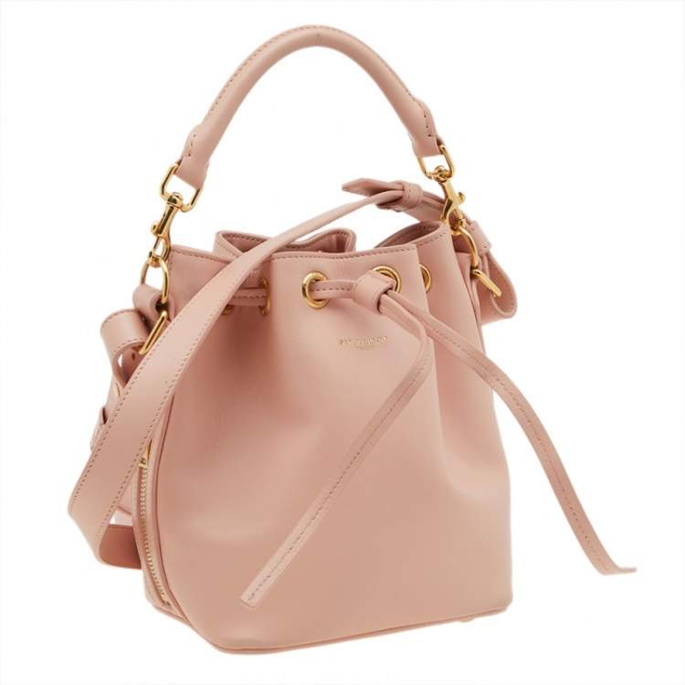 Pre Owned Saint Laurent Beige Leather Emmanuelle Bucket Drawstring Bag