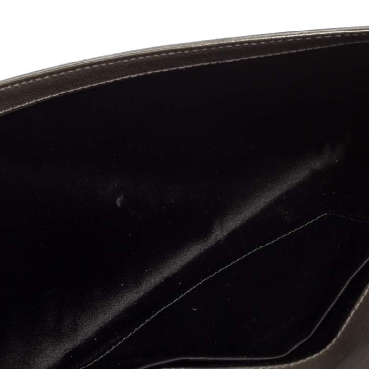 Pre Owned Yves Saint Laurent Grey Patent Leather Belle De Jour Flap Clutch