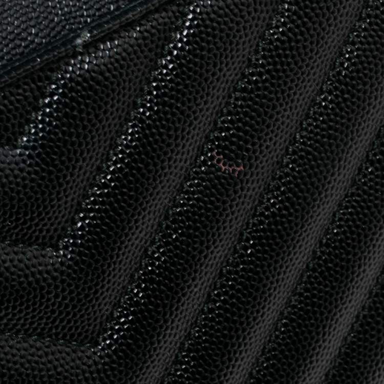 Pre Owned Saint Laurent Black Matelassé Leather Monogram Envelope Shoulder Bag