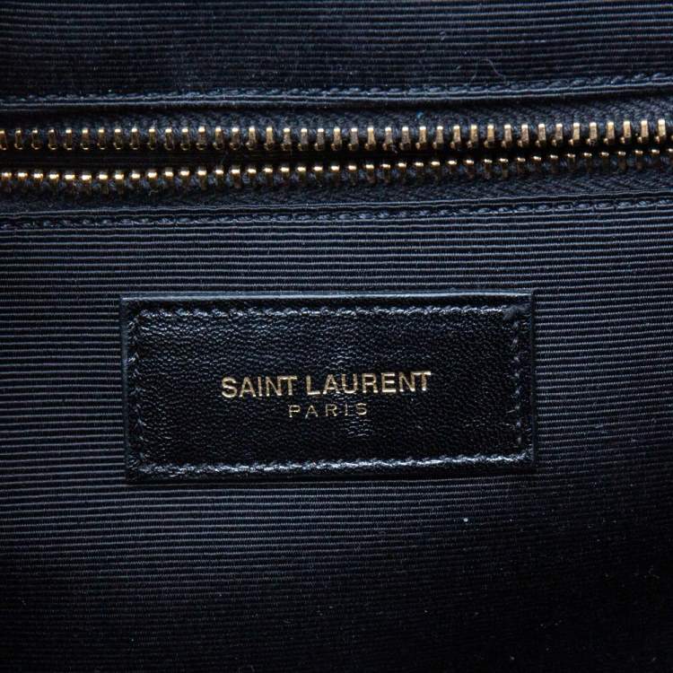 Pre Owned Saint Laurent Blue Monogram Quilted Leather Large Envelope Shoulder Bag