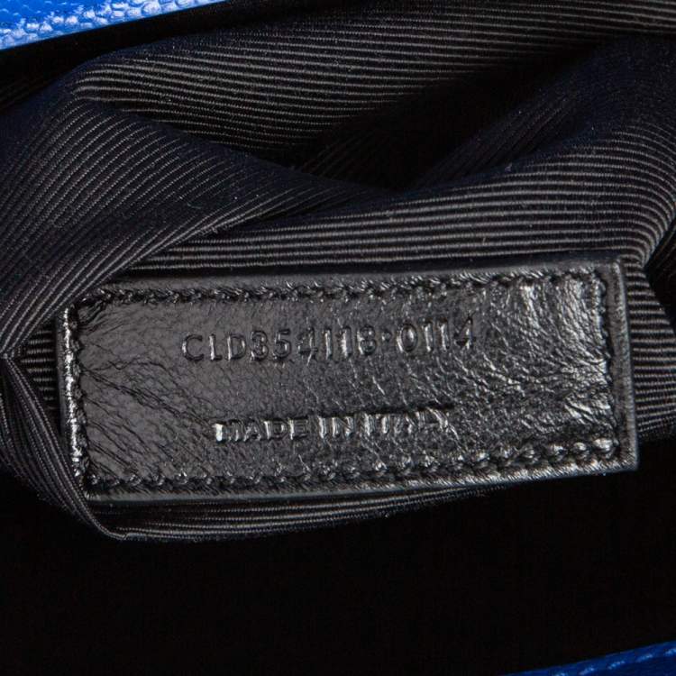 Pre Owned Saint Laurent Blue Monogram Quilted Leather Large Envelope Shoulder Bag