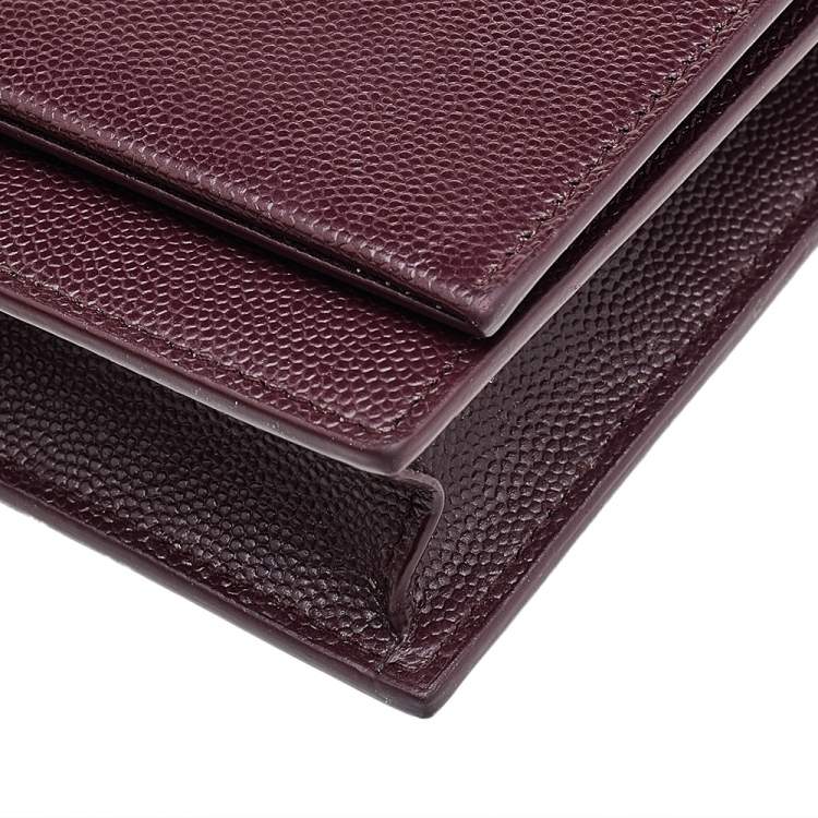 Pre Owned Saint Laurent Burgundy Leather Small Kate Tassel Shoulder Bag