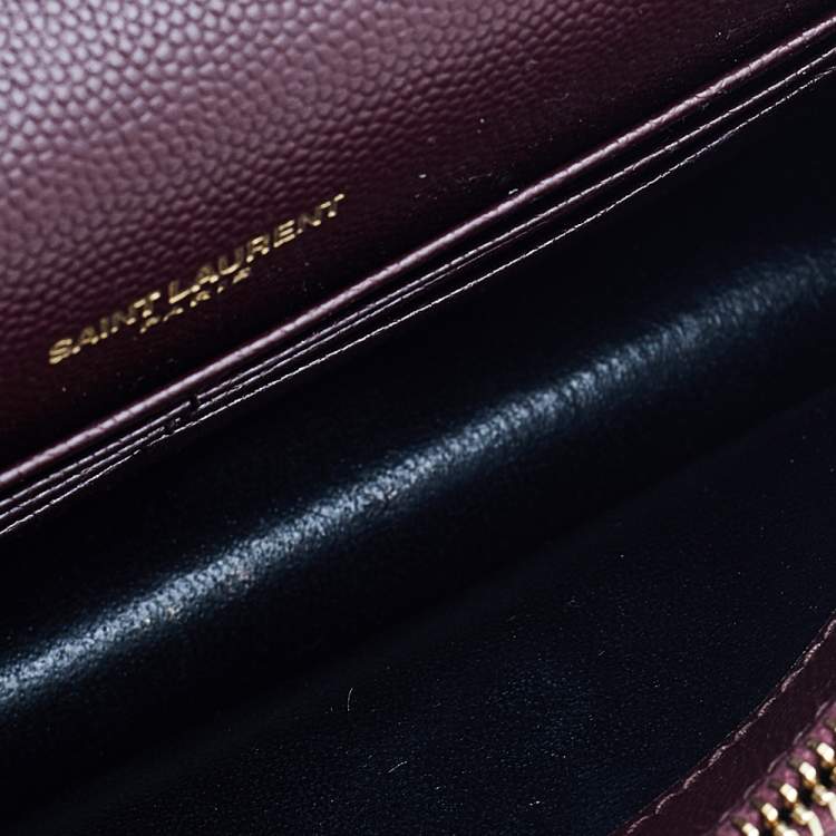 Pre Owned Saint Laurent Burgundy Leather Small Kate Tassel Shoulder Bag