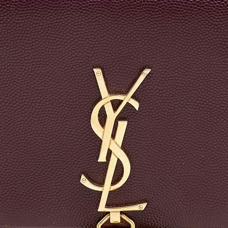 Pre Owned Saint Laurent Burgundy Leather Small Kate Tassel Shoulder Bag