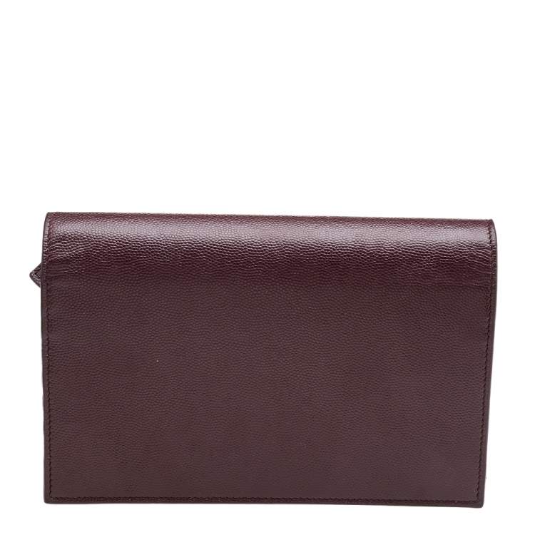 Pre Owned Saint Laurent Burgundy Leather Small Kate Tassel Shoulder Bag