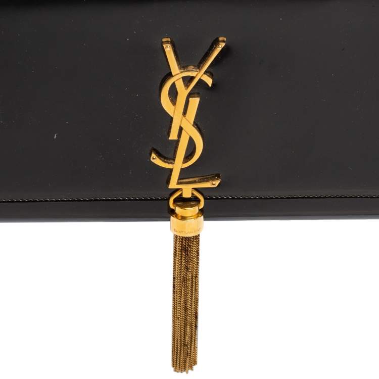 Pre Owned Saint Laurent Black Patent Leather Kate Tassel Clutch