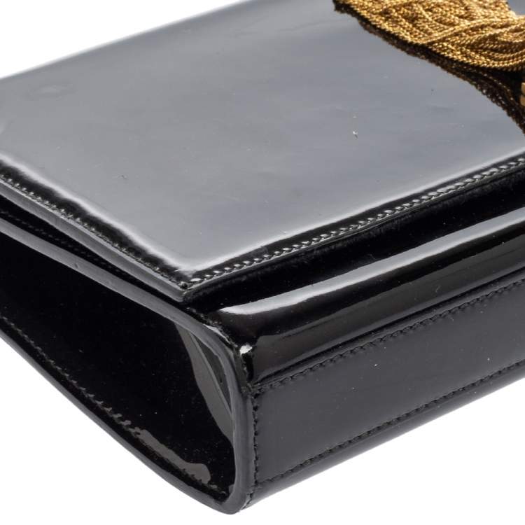 Pre Owned Saint Laurent Black Patent Leather Kate Tassel Clutch