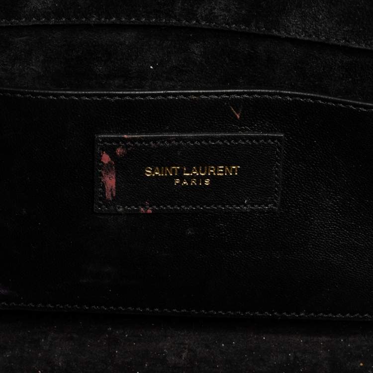 Pre Owned Saint Laurent Black Patent Leather Kate Tassel Clutch