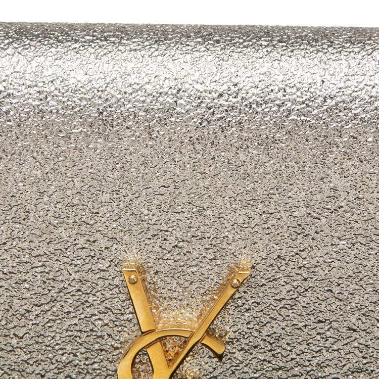 مملوكة مسبقًا Saint Laurent Gold Textured Leather Kate Tassel Wallet on Chain 