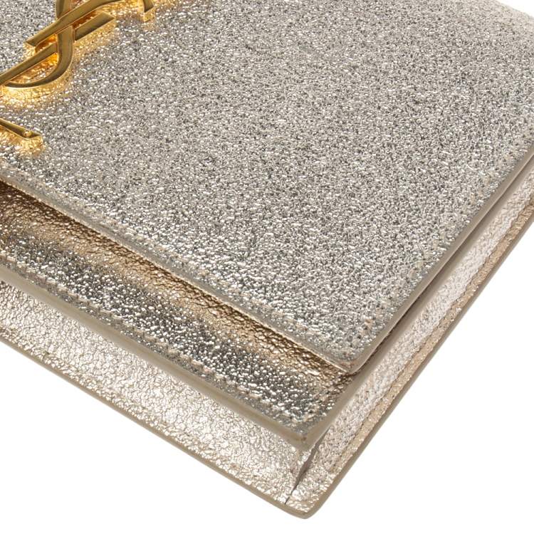 مملوكة مسبقًا Saint Laurent Gold Textured Leather Kate Tassel Wallet on Chain 