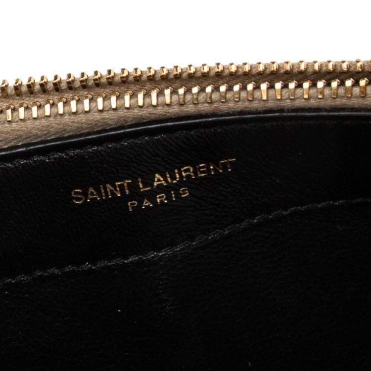 مملوكة مسبقًا Saint Laurent Gold Textured Leather Kate Tassel Wallet on Chain 