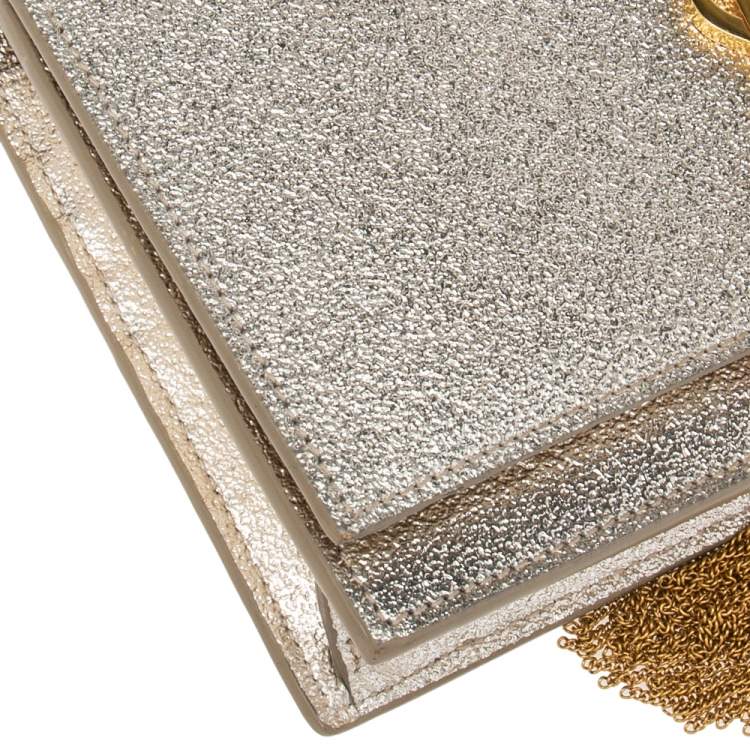 مملوكة مسبقًا Saint Laurent Gold Textured Leather Kate Tassel Wallet on Chain 