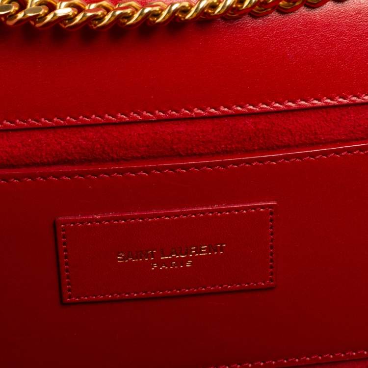 Pre Owned Saint Laurent Red Leather Kate Tassel Shoulder Bag