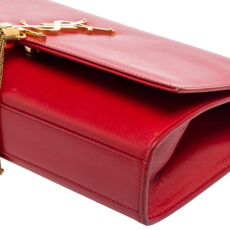 Pre Owned Saint Laurent Red Leather Kate Tassel Shoulder Bag