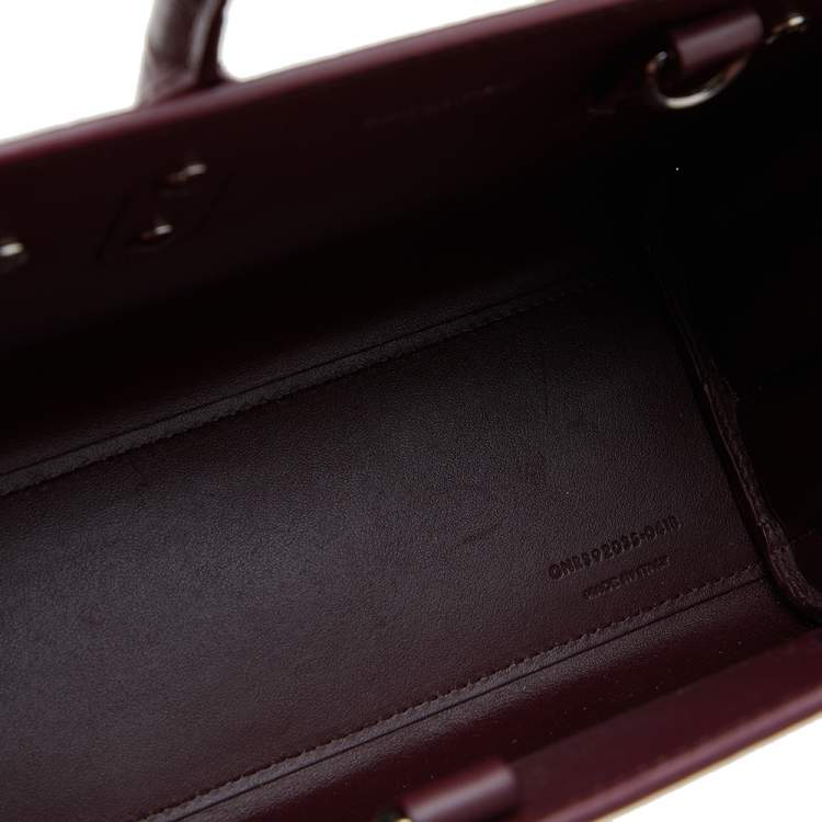 Pre Owned Saint Laurent Burgundy Croc Embossed Leather Nano Classic Sac De Jour Tote