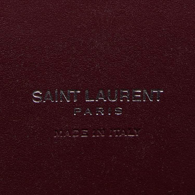 Pre Owned Saint Laurent Burgundy Croc Embossed Leather Nano Classic Sac De Jour Tote